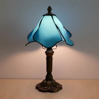 Lily of The Valley Tiffany Style Stained Glass Table Lamp, Blue