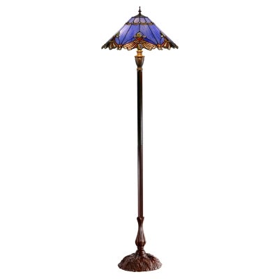 Benita Tiffany Style Stained Glass Floor Lamp, Periwinkle
