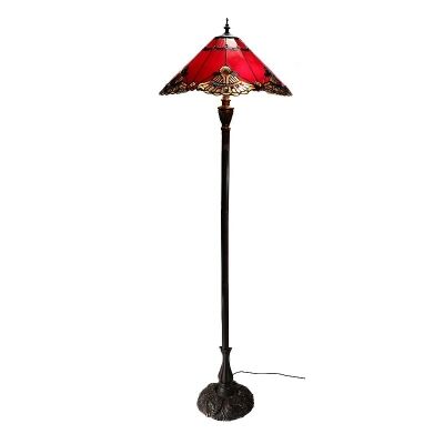 Benita Tiffany Style Stained Glass Floor Lamp, Red