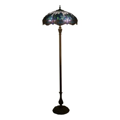Blue Dragonfly Tiffany Style Stained Glass Floor Lamp