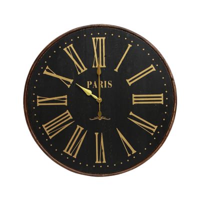 Noir Wooden Round Wall Clock, 68cm