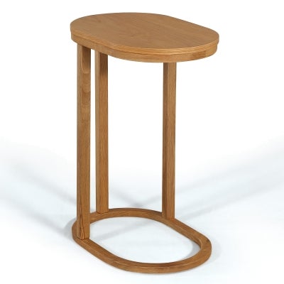 Jaylee Wooden C-shape Oval Side Table