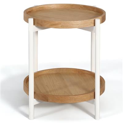 Sanora Wooden Round Tray Top Side Table