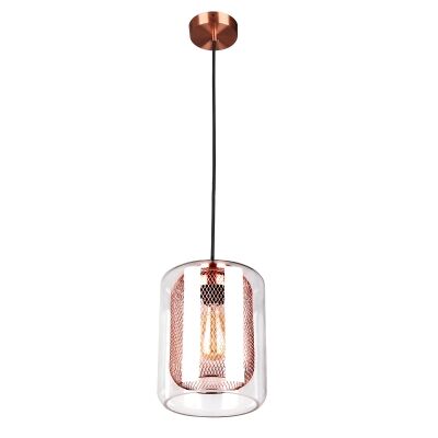 Tono Glass & Iron Mesh Pendant Light, Copper