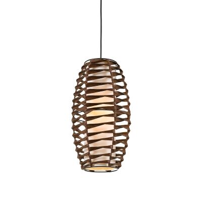 Tribe Woven Paper Prolate Spheroid Pendant Light, Small, Brown