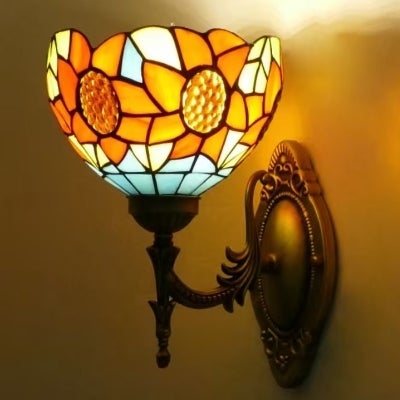 Camille Tiffany Style Stained Glass Torchiere Wall Light, Type C