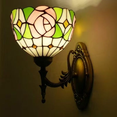 Camille Tiffany Style Stained Glass Torchiere Wall Light, Type B
