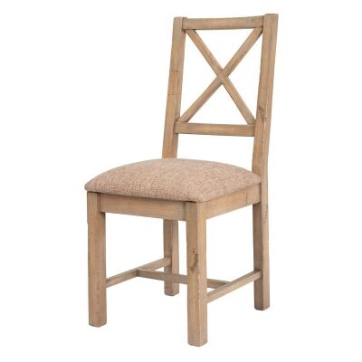 Tuscanspring Reclaimed Timber Dining Chair, Fabric Seat