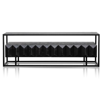Moresby Recycled Pine & Iron 2 Drawer TV Unit, 180cm, Black