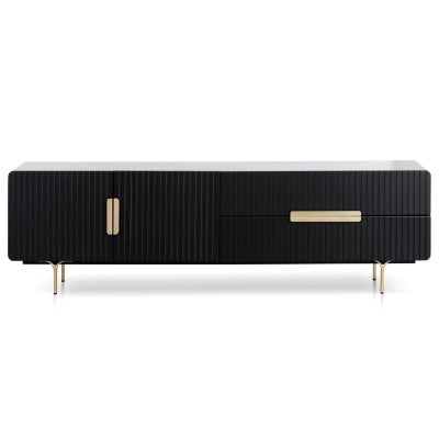 Doyles 2 Door 2 Drawer TV Unit, 180cm, Black / Brass