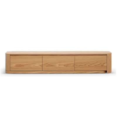 Amourin Wooden Extendable 3 Drawer TV Unit, 200-370cm, Natural