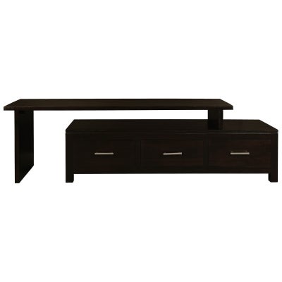 Paris Solid Mahogany Timber 3 Drawer 150cm Extendable TV Unit - Chocolate