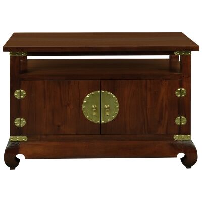 Ming  Solid Mahogany Timber 2 Door 97cm TV Unit - Mahogany
