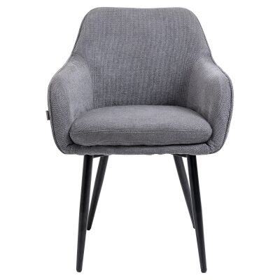 Teddy Knitted Fabric Dining Armchair, Set of 2, Dark Grey