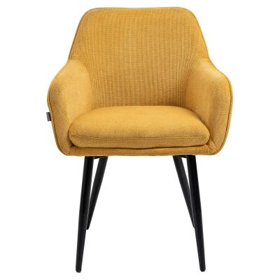 Teddy Knitted Fabric Dining Armchair, Set of 2, Mustard