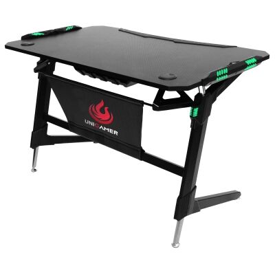 Unigamer Gaming Desk with RGB Light, 125cm, Black