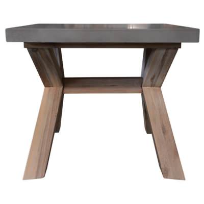 Paxton Concrete & Acacia Timber Trestle Lamp Table, Grey Top