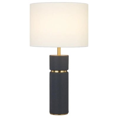 Valda Vegan Leather & Iron Base Table Lamp, Blue