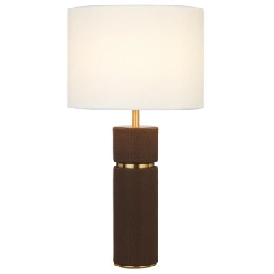 Valda Vegan Leather & Iron Base Table Lamp, Brown