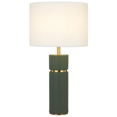 Valda Vegan Leather & Iron Base Table Lamp, Green