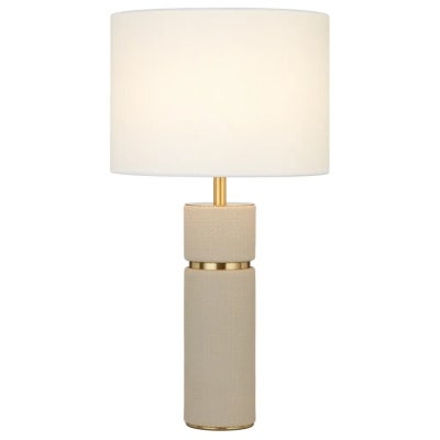 Valda Vegan Leather & Iron Base Table Lamp, Taupe
