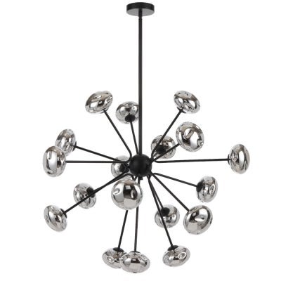 Varlin Iron & Mirrored Glass Pendant Light, 18 Light