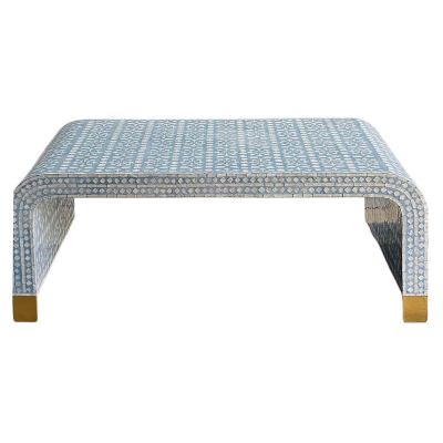 Mediterranean Breeze Mother Of Pearl Inlaid Arch Coffee Table, 116cm
