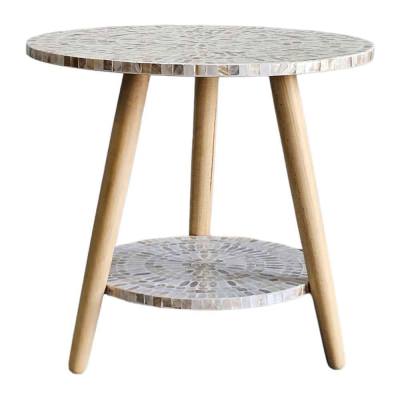 Mosaic Harmony Mother Of Pearl Inlaid Round Side Table