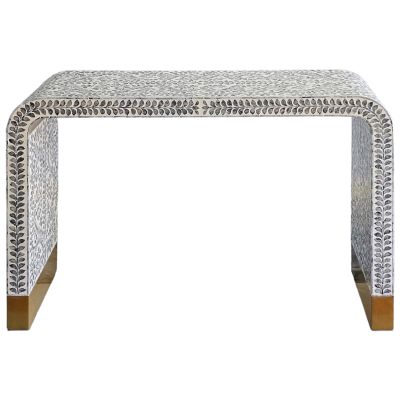 Monochrome Elegance Mother Of Pearl Inlaid Arch Console Table, 120cm