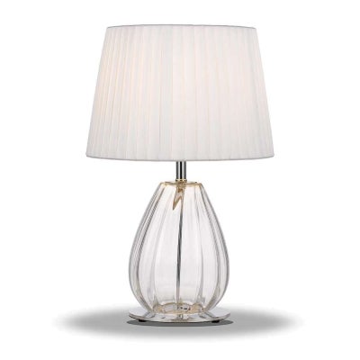 Veana Glass Base Table Lamp, Chrome / Ivory