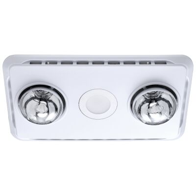 Ventair Brook 2 3-in-1 Bathroom Heater with Exhaust & LED Downlight, White