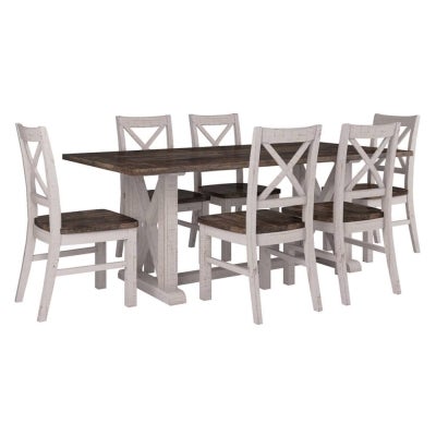 Hellington 7 Piece Acacia Timber Dining Table Set, 200cm