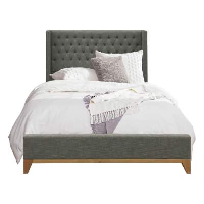 Calmor Fabric Bed with Tufted Bedhead, Double, Storm