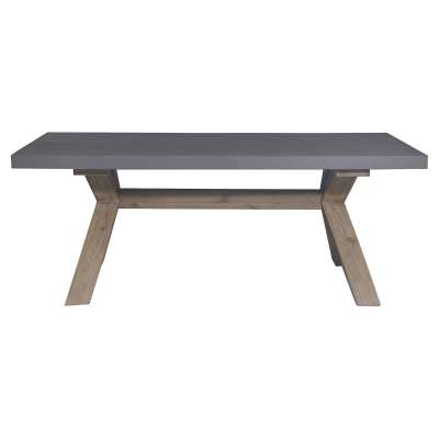 Gheorghe Polycement & Acacia Timber Outdoor Coffee Table, 120cm, Grey Top