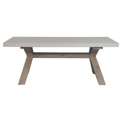 Gheorghe Polycement & Acacia Timber Outdoor Coffee Table, 120cm, White Top