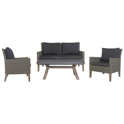 Gheorghe 4 Piece Wicker Outdoor Sofa Set, Grey Coffee Table Top