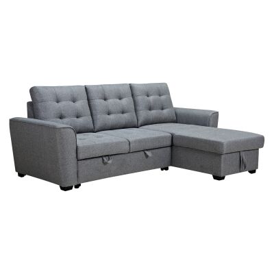 Mardi Fabric Sofa / Pull Out Sofa Bed, 2 Seater with Reversible Storage Chaise, Grey