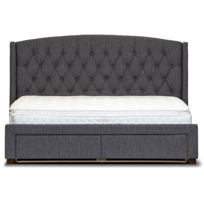 Karin Fabric Bed with Drawers, Queen, Dark Grey