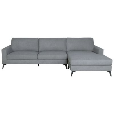 Austin Fabric Corner Sofa, 2 Seater with Reversible Chaise & Ottoman, Metal