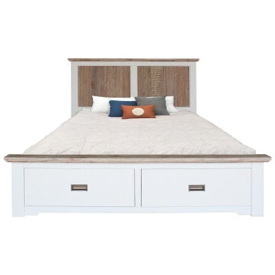 Nantucket Acacia Timber Bed with End Drawers, Queen