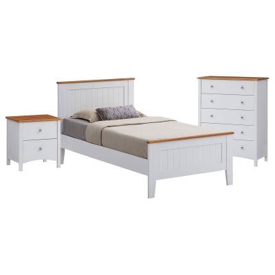 Loix 3 Piece Wooden Bedroom Suite with Tallboy, King Single