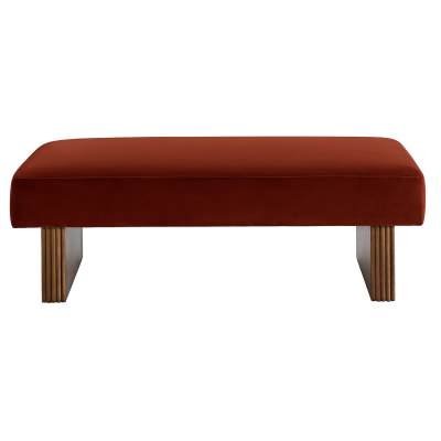 Landon Velvet Fabric Ottoman Bench, 120cm, Caramel