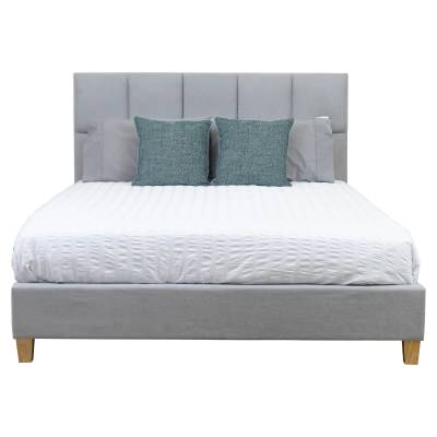Jorvix Fabric Platform Bed, Double, Mist Grey