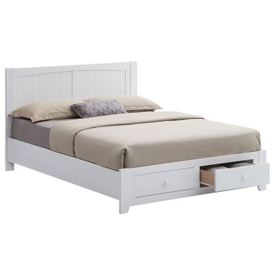 Clement Wooden Bed with End Drawers, Queen