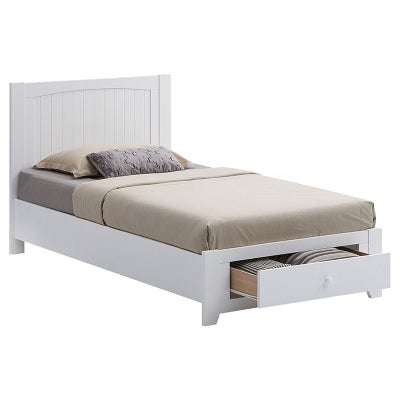 Clement Wooden Bed with End Drawer, King Single