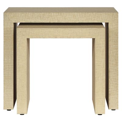 Alfie 2 Piece Grasscloth Nesting Side Table Set, Natural