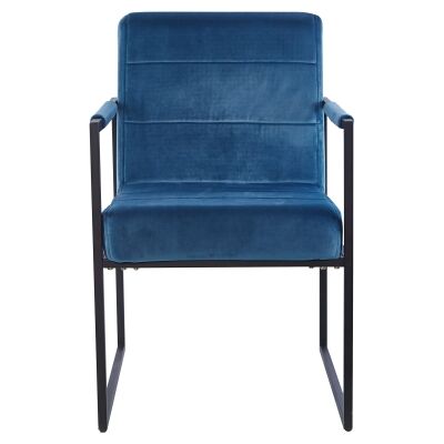 Spix Velvet Fabric & Metal Dining Armchair, Blue