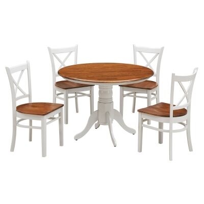 Hamilton 5 Piece Wooden Round Dining Table Set, 107cm
