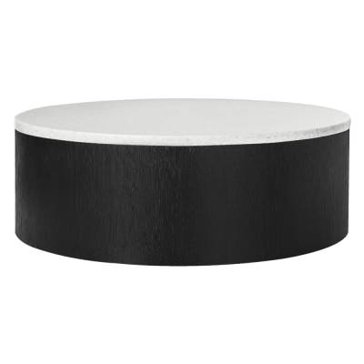 Hayden Marble Topped Wooden Round Coffee Table, 100cm