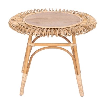 Aird Mango Wood & Rattan Round Side Table